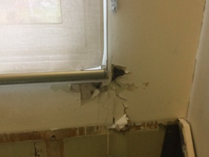 damaged window in school