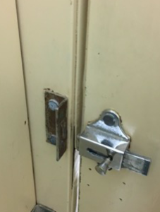2nd broken lock on bathroom stall