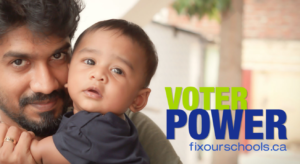 South east Asian man w/baby text: Voter Power